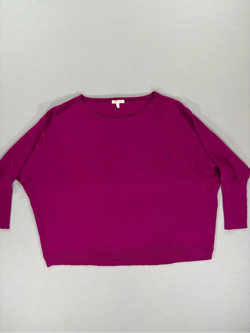 Eileen Fisher Magenta organic cotton/ cashmere Dolman boxy Sweater XL - Picture 2 of 8